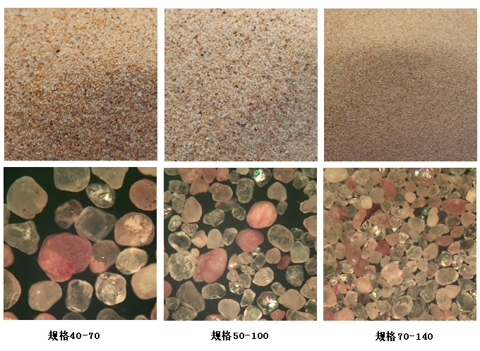 焙烧砂实样及显微镜下照片